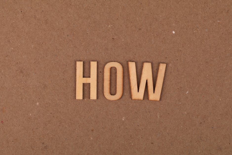 Wooden letters spelling 'HOW' on brown textured cardboard background.